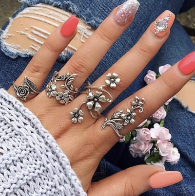 Hiden - Vintage Zilverkleurige Ringen - Sieraden - Mode & Fashion - Bohemian - Sieradencombinatie - 4 ringen