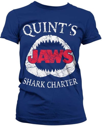 Jaws Dames Tshirt -S- Quint's Shark Charter Blauw