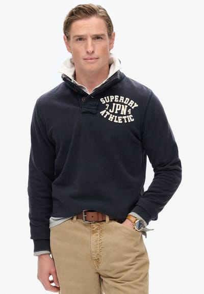 Superdry - Vintage Athletic sweatshirt met halve knoopsluiting - Heren - Truien