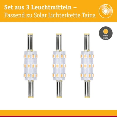 Paulmann 29278 Solar LED-lampen met stekkerfitting, 3 stuks, 4000K, 60lm