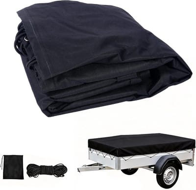 Aanhangerzeil Plat - Dekzeil Aanhanger - Lading Beschermen - Extra Scheurvast Waterdicht - 210x114cm Rand 90cm - Zwart