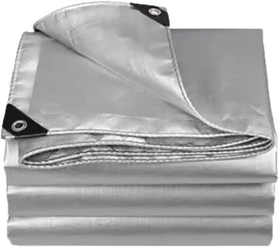 Sterk Zilver Zeil - Weerbestendig Doek - Buiten Bescherming - Scheurvast UV Reflecterend - 8 x 8 Meter - Zilver