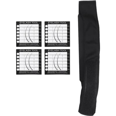 Magnetische Wimperpad Magnetische Hoofdband Sjaal voor Wimperverlenging met 4 Wimperpad Houders gray