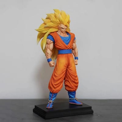 Figurine articulée Son Goku Super Saiyan 3 de 34 cm, inspirée de Dragon Ball Z. Modèle en PVC, décoration de bureau, jouet ou cadeau. no box brown