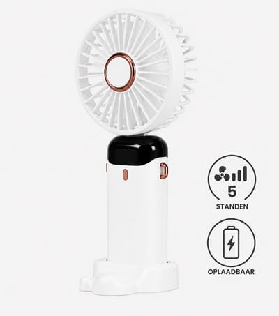 DEGG® - Handventilator - Mini Ventilator Oplaadbaar - Draagbare & Stille USB Ventilator - Ideaal voor Reizen, Kantoor & Zomer - Wit - 1 stuks