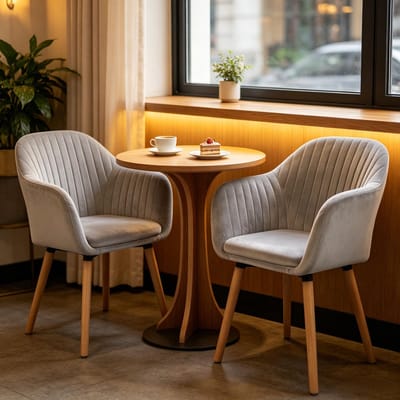 HAUSS SPOLE Eetkamerstoel - Set Van 2 - Met Armleuningen En Ergonomische Rugleuning - Voor Eetkamer En Woonkamer - Fluweel Lichtgrijs