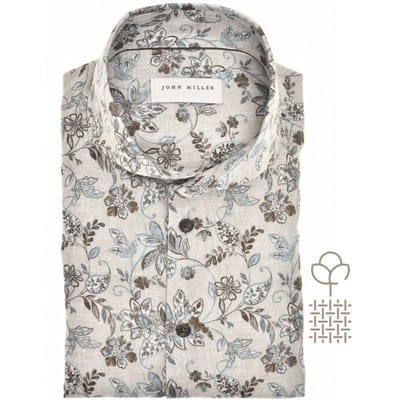 John Miller Overhemd Printed Floral Shirt Licht Bruin / male
