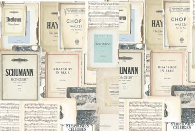 Fotobehang SheetMusic1 DD117380 A.S. Création Atelier 47 | 3D Fotobehang