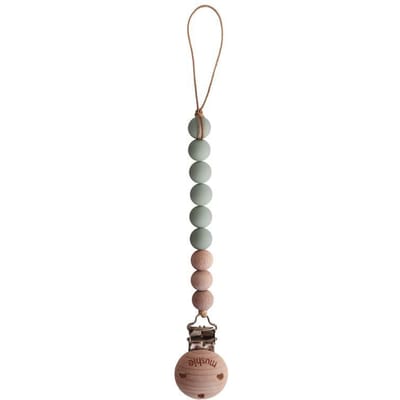 Mushie Speenkoord EVA - Sage / Hout (look) - 100% siliconen kralen