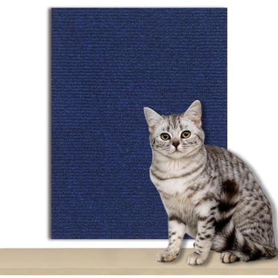 Autocollant pour protection de canapé: Tapis griffoir autocollant en tissu pour chats, à découper sur mesure pour meubles et murs. 30CM*30CM*4MM bleu