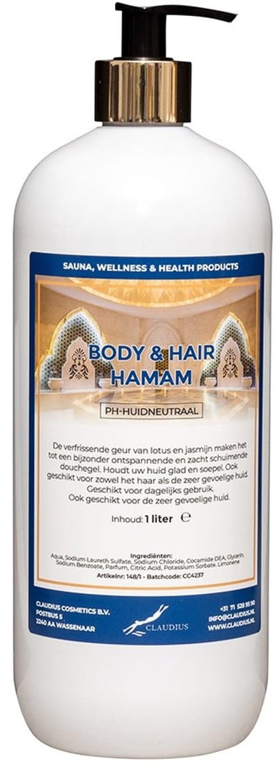 Body & Hair Hamam 1 liter met gouden pomp - 2 in 1 voor lichaam en haar
