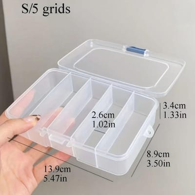 Boîte de rangement pour pinces à cheveux durable à 5/6 compartiments Organisateur de bijoux en plastique transparent Fournitures pour la maison et le voyage Anti-poussière avec couvercle anti-poussière white