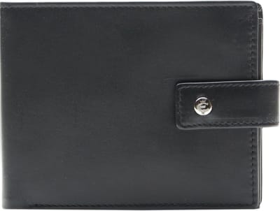 Esquire Leren Portemonnee New Silk Wallet Quer with Flap Black Zwart