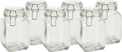 Vivalto Voorraadpot/bewaarpot - 6x - Caja - 1.2L - glas - beugelsluiting - D11 x H17 cm