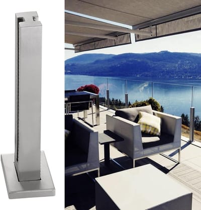 Glazen Balustrade Paal - Railing Paal RVS - Buitenruimte Verfraaien - Geen Glas Boren - 5x5 cm - Zilver