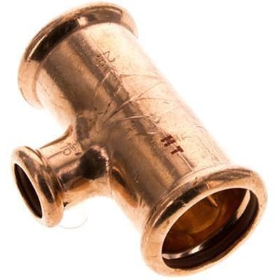 Tee Press Fitting - 15mm & 28mm Persmof - Koperlegering