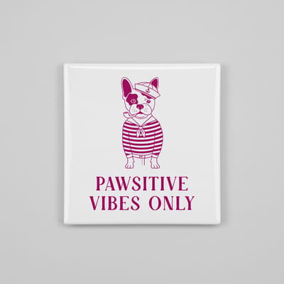 Pawsitive Vibes Only Keramische Wandtegel – Schattige Zeeman Hond Illustratie Positieve Woondecoratie – 15 x 15 cm