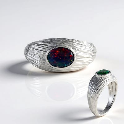 Cavill - Zilveren ring met Ovale Mezezo Opaal 0 672 ct - 925 Sterling Zilver Geplatineerd - Elegante Handgemaakte Ringen - Uniek Design