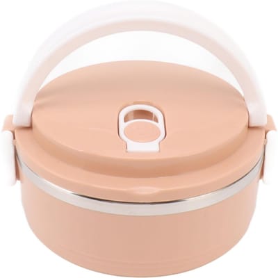 Boîte à déjeuner isotherme Acier inoxydable Silicone Ronde Trous respirants Poignée ergonomique Boîte bento pour L rose