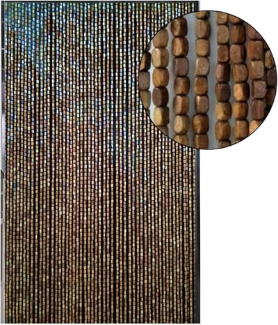QPFO® Houten Kralengordijn - 90 Strengen - Deurgordijn en Scheidingsgordijn - Duurzaam Decoratie Paneel - 200x90 cm