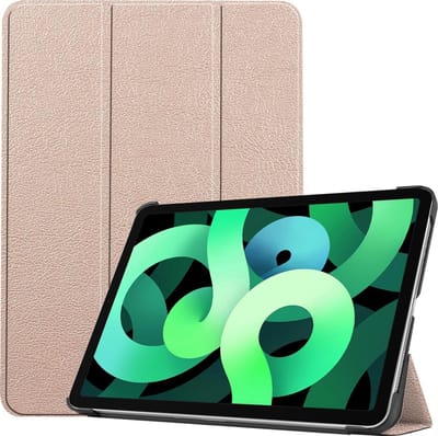 Hoes - Geschikt voor Apple iPad Air 4 (2020) - 10.9 inch - 4e Generatie - Dun & Stevig - Trifold Bookcase - Hard Cover - Hardcover Book Case - Tablet Hoesje - Goud