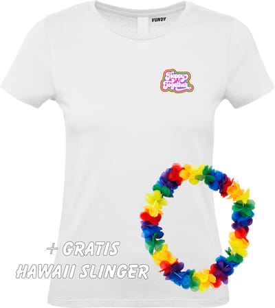 Dames T-shirt Happy Together Regenboog klein | Love for all | Gay Pride | Regenboog LHBTI | Wit dames | maat XS