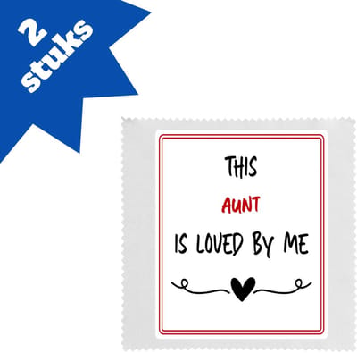 Akyol - this aunt is loved by me brillendoekjes - Tante - iemand die houdt van zijn tante - verjaardag - cadeautje voor tante - tante artikelen - kado - geschenk - 17,8 bij 17,8 cm - 2 stuks