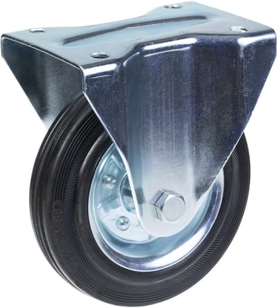 160 mm (6 inch) rubberen zwenkwiel, vast, met een draagvermogen van 300 kg, set van 2