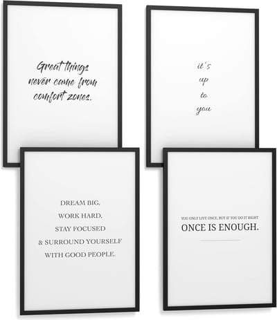 Spreuk Poster Set - Motivatie Posters - Wanddecoratie - Set van 4 - 30x40 cm - Meerdere Kleuren