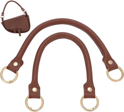 2 Stuks Korte Portemonnee Riemen van PU Leder, 13,8 Inch Vervangende Handgrepen voor DIY Tote en Schoudertassen met Gesp Ring