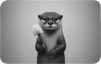 Badmat 80x50 cm - Antislip - Otter - Wc-borstel - Bril - Zwart - Wit - Badmatten voor badkamer - Badkamermat - Douchemat - Badkamer mat