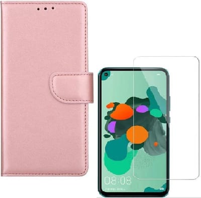 hoesje Geschikt voor: Huawei Mate 30 Lite Portemonnee Rose Goud met 2 stuks Glas Screen protector