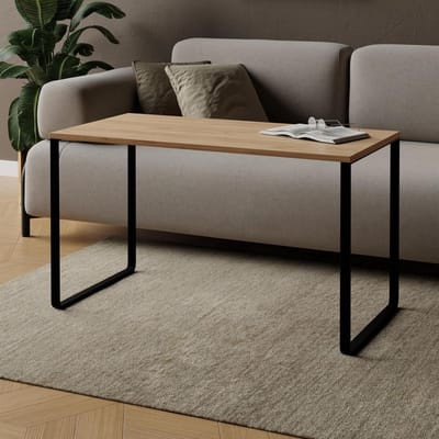 Salontafel Rechthoekig - Koffietafel Bijzettafel - Woonkamer Meubel - Industriële Stijl - 90x50cm - Goud