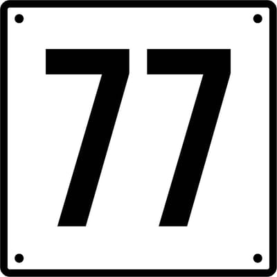 Huisnummerbord 77 - Incl. Schroeven en Pluggen – Acrylaat - 10 x 10 cm - Wit met Zwart