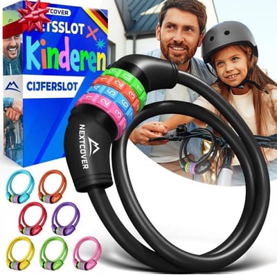 SnelShoppen - Fietsslot Kind met 4-Cijferige Code - Veilig Cijferslot voor Fiets, Step & Loopfiets - Extra Dikke Staalkabel (10mm) - Eenvoudig in te s