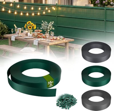 PVC Sichtschutzstrips - Met 50 Bevestigingsclips - Voor Dubbelstaafmatten & Enkelstaafmattenhek - 35m x 4,7cm - 100% Ondoorzichtig - Windbeschermend - UV-bestendig & Waterdicht - Groen - NAIZY