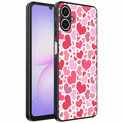 Geschikt voor Samsung Galaxy A07 Telefoonhoesje met Hartjes Print - Hearts Design TPU Backcover Case - Kinder Hoesje met Hartjes Design - Smartphonica geschikt voor Samsung Galaxy A07
