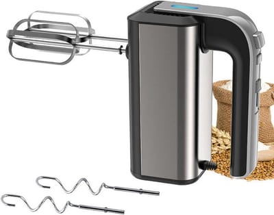 Handmixer – 5 snelheden + turbofunctie – kloppers, deeghaken & garde – Krachtig & stil – Lichtgewicht