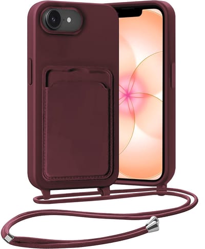 Hoesje Geschikt voor iPhone 17e Hoes Met Telefoonketting - Backcover Geschikt voor iPhone 17e Case Met Koord - Aubergine