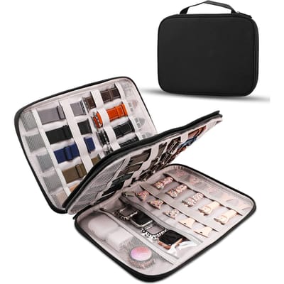 Opbergkoffer voor horlogebandjes Houdt 35 horlogebandjes Draagbare organizer tas Compatibel met Apple Watch-bandje, Headset Andere accessoires gray