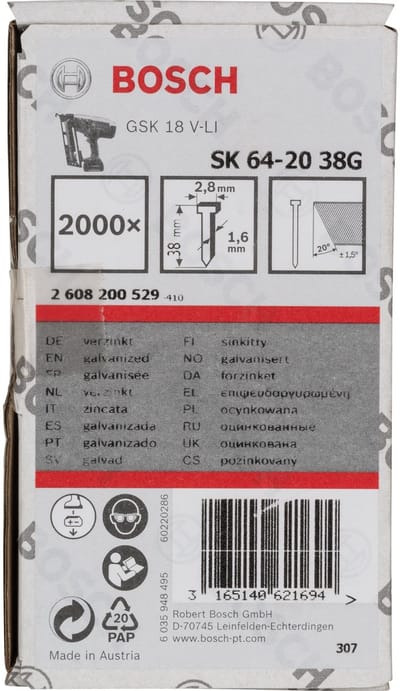 Bosch DYKKER 20GR 1.6X38MM GL 2000 STK