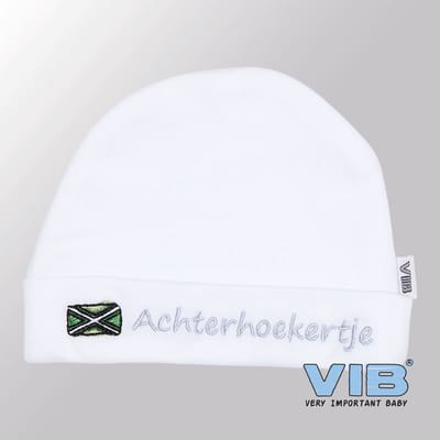 VIB® - Muts rond - Achterhoekertje (wit) - Babykleertjes - baby muts - baby muts newborn - baby mutsje - baby cadeau - kraam cadeau - baby aankodiging