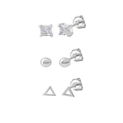 Celesta Silber Ohrstecker Set 925 Sterling Silber rhodiniert Zirkonia
