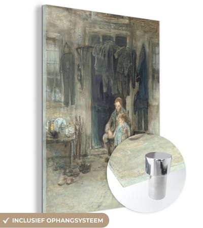 ® Glasschilderij 120x160 cm - Schilderij acrylglas - Zoon van het oude volk - Schilderij van Jozef Israëls - Foto op glas - Muurdecoratie woonkamer - Wanddecoratie slaapkamer - Schilderijen