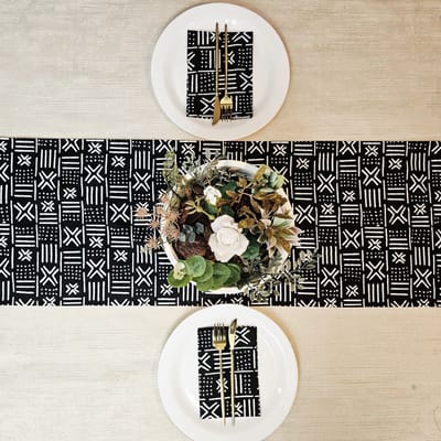 Tafelloper 160x35cm met Servetten Set van 8 | Gemaakt van 100% Afrikaanse Print Stof