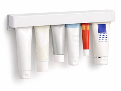Daity 1stuk - Lange tandpastahouder, clip voor cosmetica in tubes, zelfklevende tandpasta-organizer met grijper voor de badkamer, wandmontage zonder boren, houder voor gezichtscrèmetubes, 32,4 cm