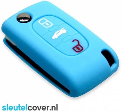 Autosleutel Hoesje geschikt voor Citroën - SleutelCover - Silicone Autosleutel Cover - Sleutelhoesje Lichtblauw
