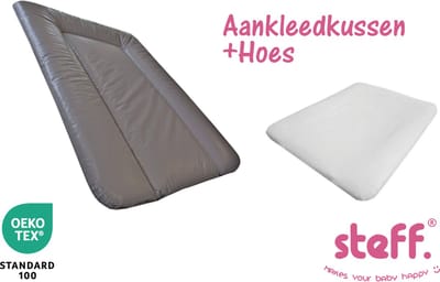 Stefano fashion - set - aankleedkussen - bruin taupe - 50x70 cm + aankleedkussenhoes wit - OEKO-Tex standard 100