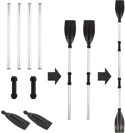 ONF3 - Dubbele peddel - Aluminium kajakpeddel - Verstelbare lengte - Afneembare peddel - Opvouwbare steekpeddel voor kano - Geschikt voor opblaa...