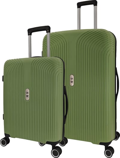 SB Travelbags 2 delige bagage kofferset 4 dubbele wielen trolley - Groen - 75cm/55cm - TSA slot